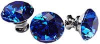 OVO® TEZ® Dali 40mm Blue Diamond Cut Crystal Knob Handle - Silver Glazed